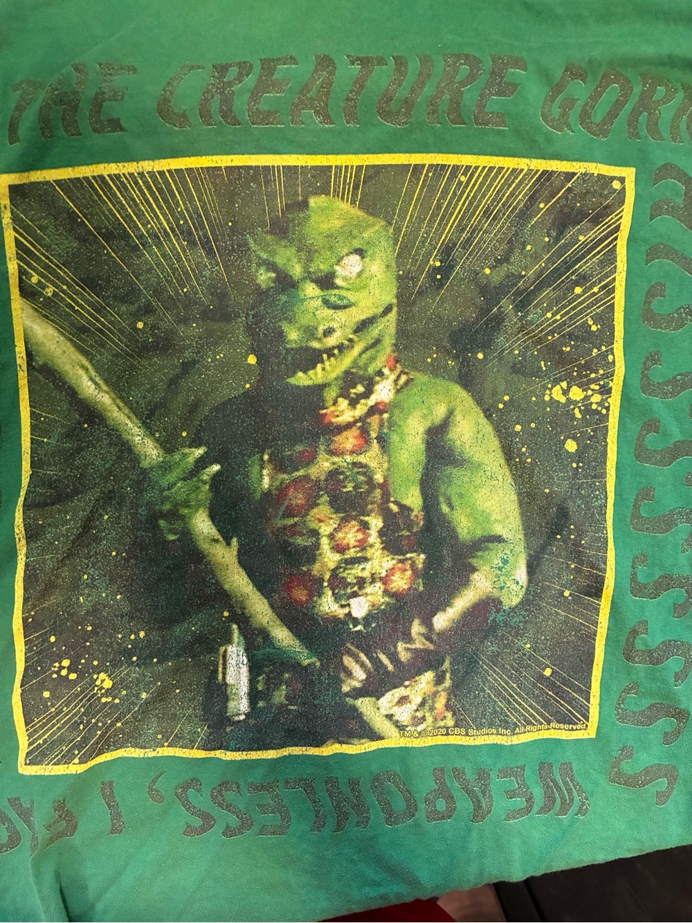 Men's Green Short Sleeve Shirt with Gorn From Star Trek Size XL Used
